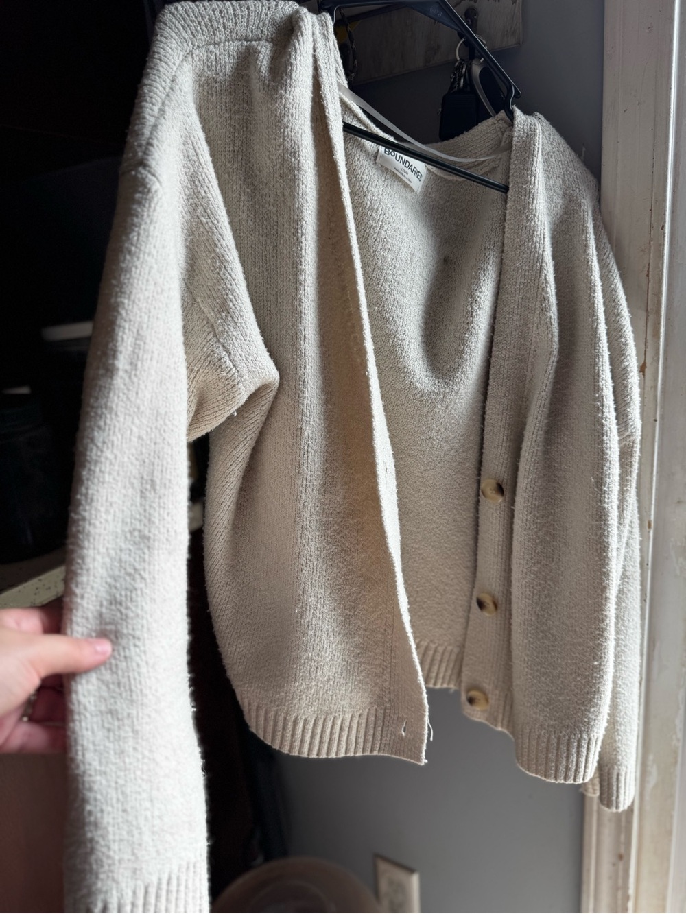 No Boundaries Cream Button-Front Cardigan Sweater
